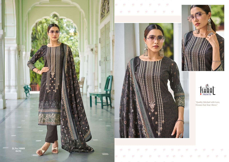 Ishaal Prints Embroidered Vol 10 Lawn Cotton Embroidered Self Work Designer Salwar Suit