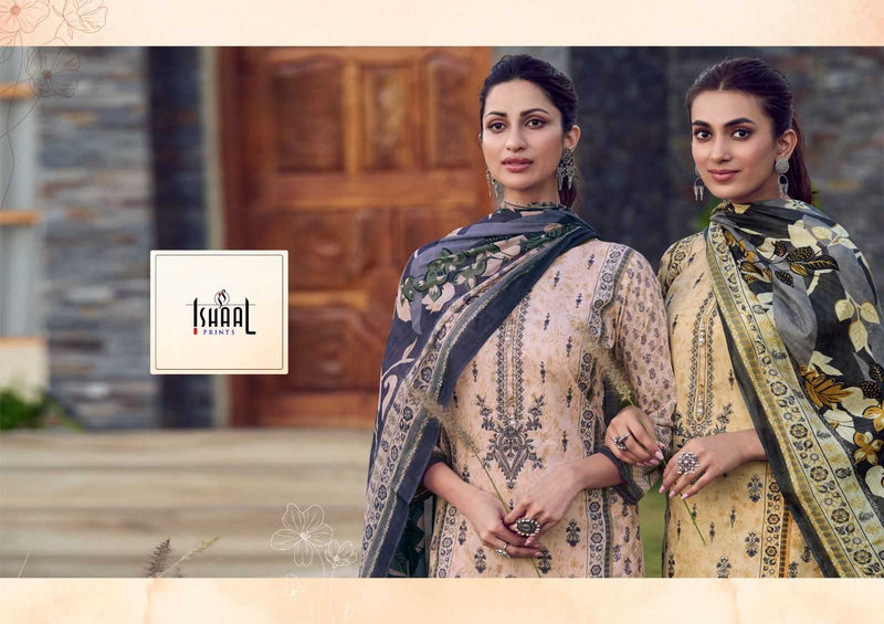 Ishaal Prints Embroidered Vol 7 Pure Lawn Beautiful Embroidered Self Work Collection With Heavy Mal Mal Duppata Salwar Suit