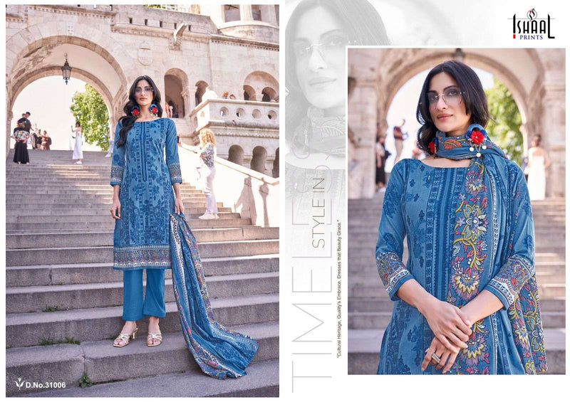 Ishaal Prints Gulmohar Vol 31 Pure Lawn Cotton With Heavy Mal Mal Duppata Kurti Set