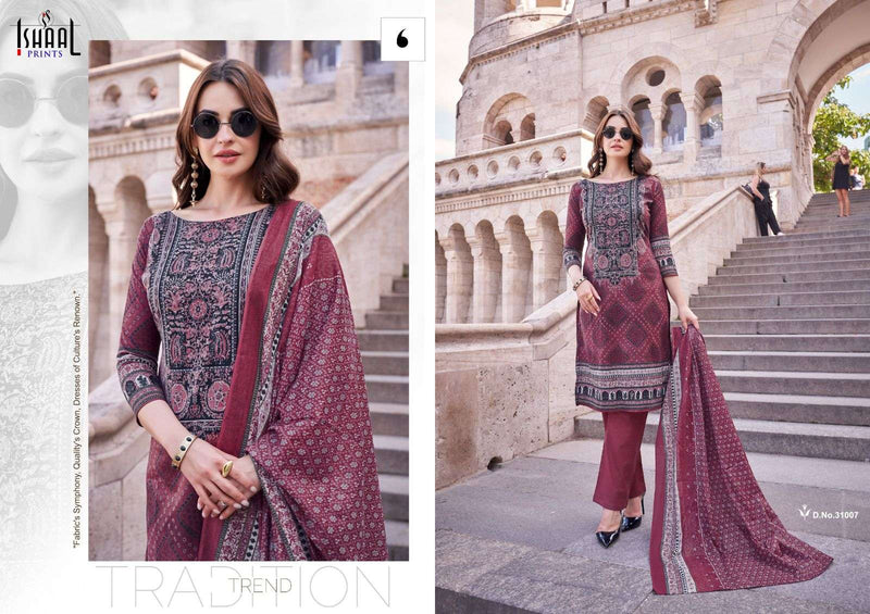 Ishaal Prints Gulmohar Vol 31 Pure Lawn Cotton With Heavy Mal Mal Duppata Kurti Set