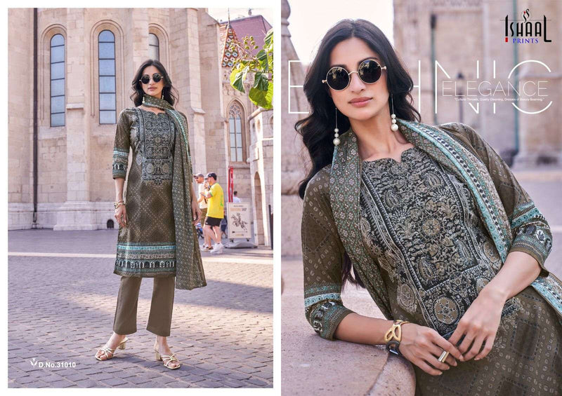 Ishaal Prints Gulmohar Vol 31 Pure Lawn Cotton With Heavy Mal Mal Duppata Kurti Set