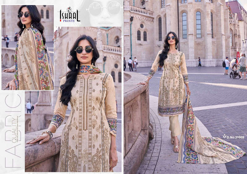 Ishaal Prints Gulmohar Vol 31 Pure Lawn Cotton With Heavy Mal Mal Duppata Kurti Set