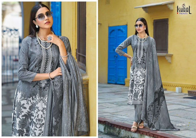 Ishaal Prints Maira Vol 1 Lawn Cotton Beautiful Embroidered Self Work Collection Unstitched Salwar Suit