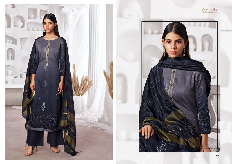 Kesar Karachi Prints Shades Jam Satin With Embroidery Work Fancy Salwar Suit Collection