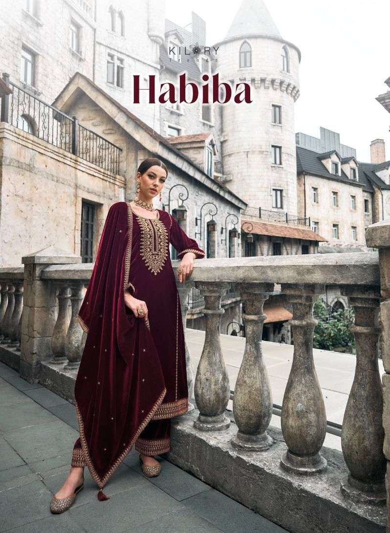 Kilory Trends Habiba Premium Velvet With Fancy Work Pakistani Salwar Kameez