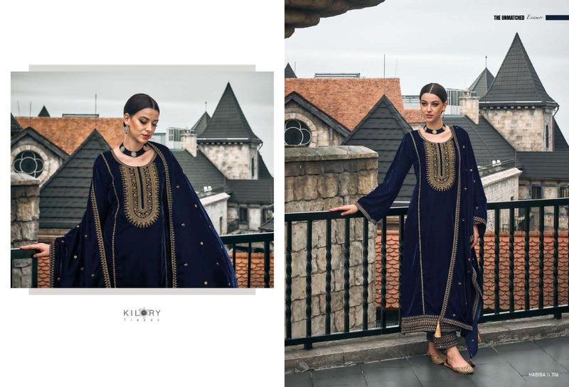 Kilory Trends Habiba Premium Velvet With Fancy Work Pakistani Salwar Kameez