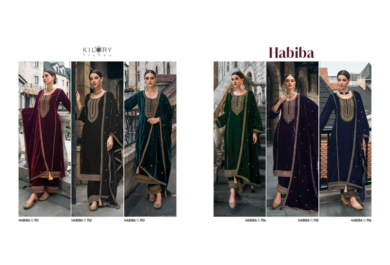 Kilory Trends Habiba Premium Velvet With Fancy Work Pakistani Salwar Kameez