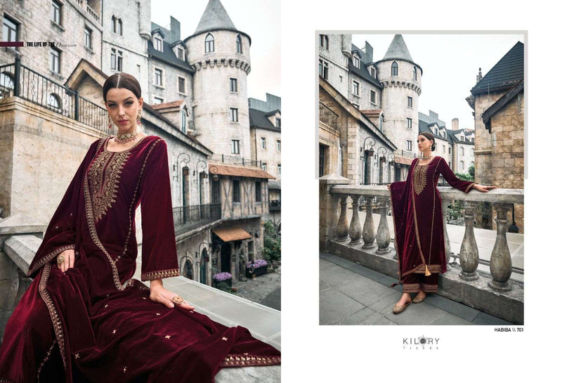 Kilory Trends Habiba Premium Velvet With Fancy Work Pakistani Salwar Kameez