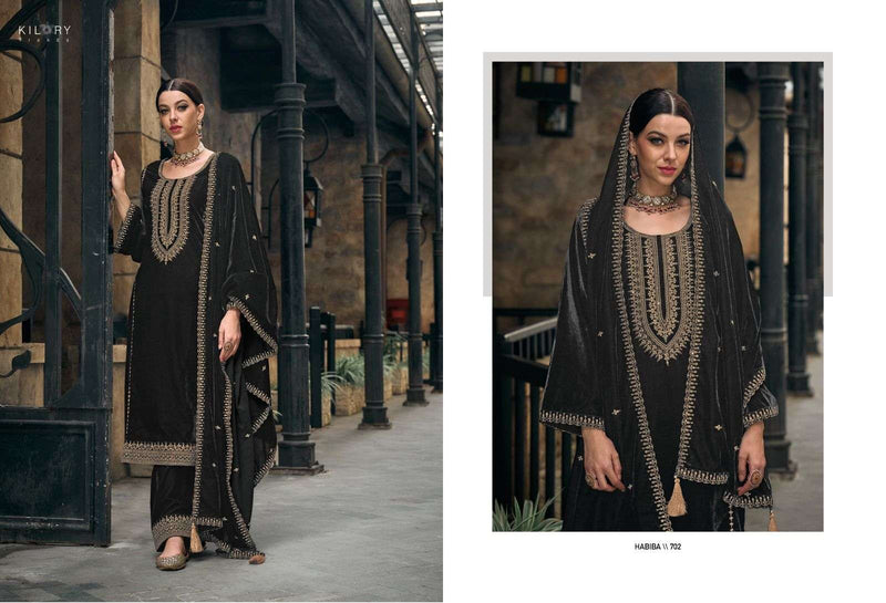 Kilory Trends Habiba Premium Velvet With Fancy Work Pakistani Salwar Kameez