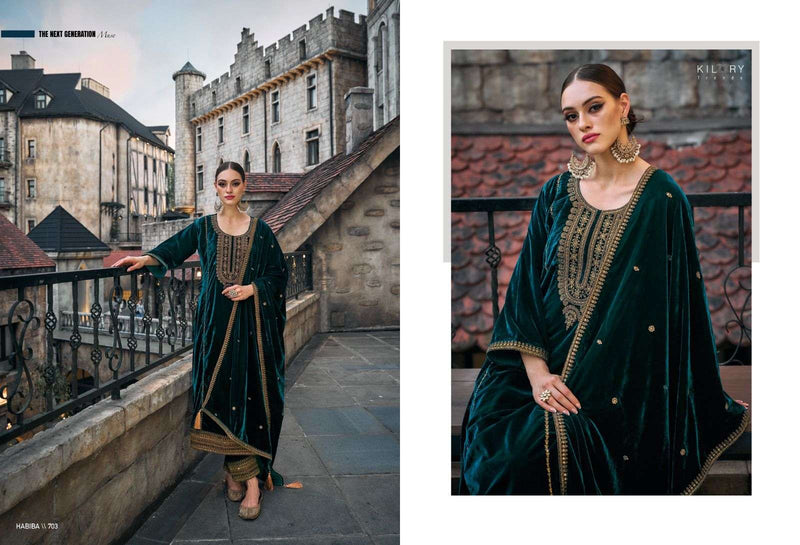 Kilory Trends Habiba Premium Velvet With Fancy Work Pakistani Salwar Kameez