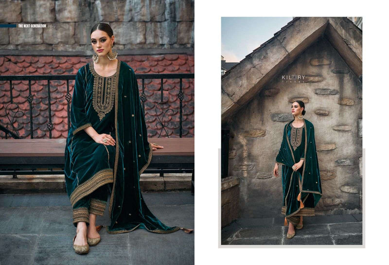 Kilory Trends Habiba Premium Velvet With Fancy Work Pakistani Salwar Kameez