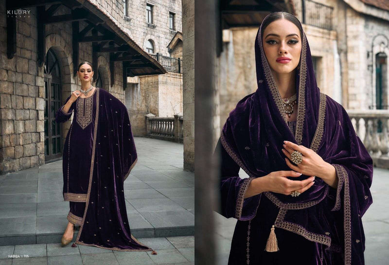 Kilory Trends Habiba Premium Velvet With Fancy Work Pakistani Salwar Kameez