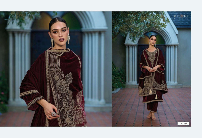Kilory Trends Tehzeeb Premium Velvet Fancy Work Designer Pakistani Salwar Kameez
