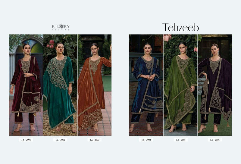Kilory Trends Tehzeeb Premium Velvet Fancy Work Designer Pakistani Salwar Kameez