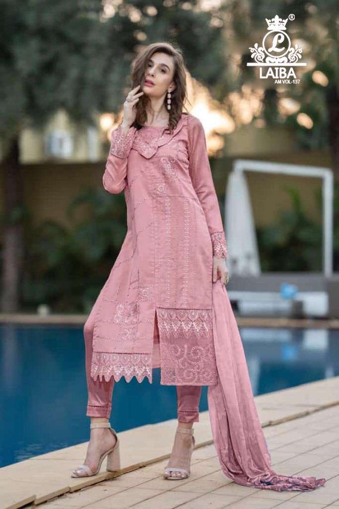 Laiba Designer Am Vol 137 Georgette Embroidery Pakistani Salwar Suit Collection