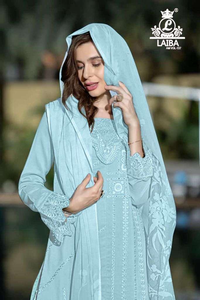 Laiba Designer Am Vol 137 Georgette Embroidery Pakistani Salwar Suit Collection