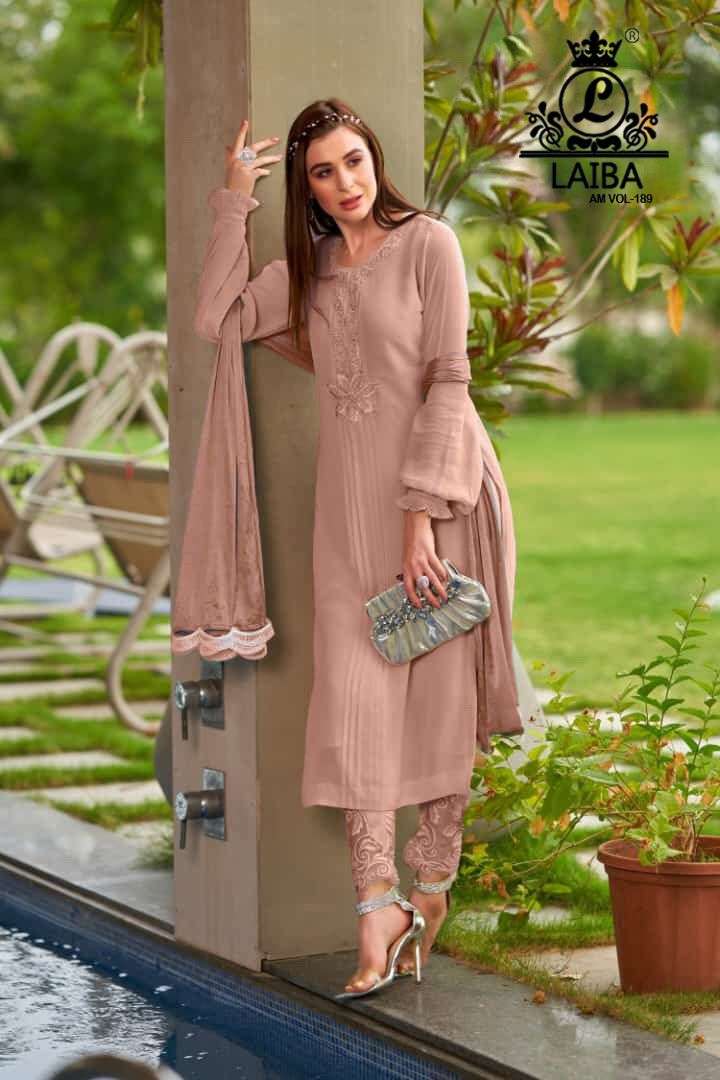 Laiba Am Vol 189 Beautiful Embroidery Work Pakistani Kurti With Pant And Dupatta