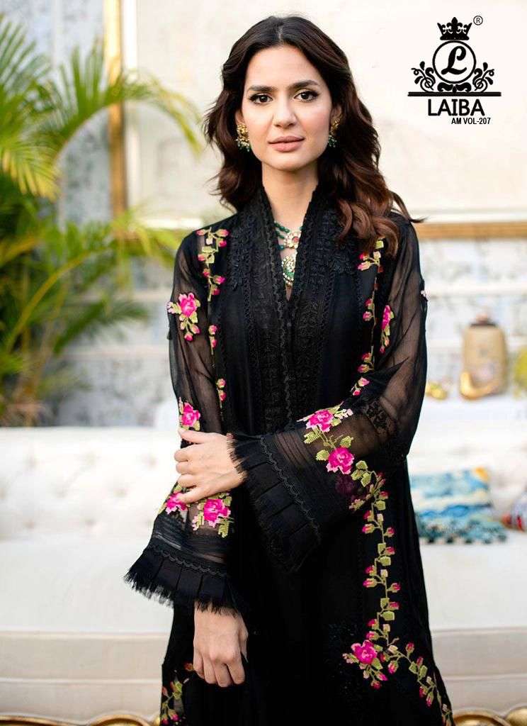 Laiba Designer Am Vol 207 Pure Georgette Fancy Pakistani Kurti With Bottom