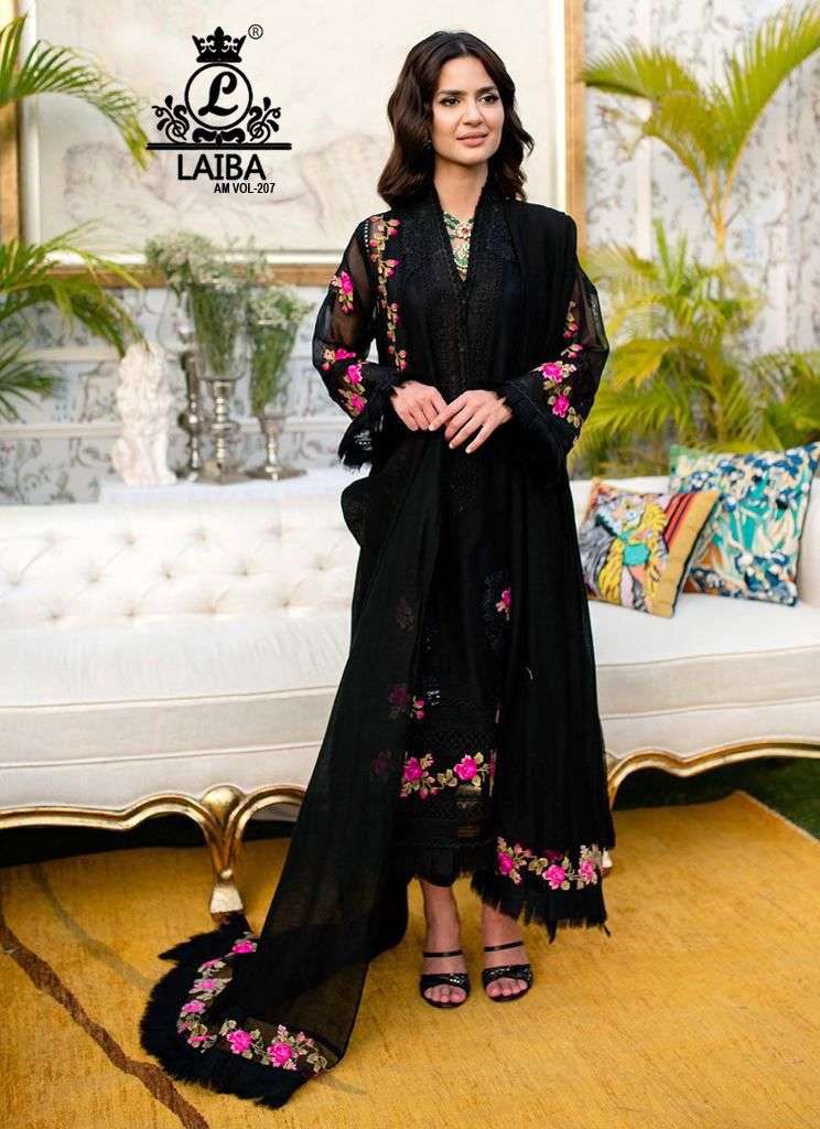 Laiba Designer Am Vol 207 Pure Georgette Fancy Pakistani Kurti With Bottom
