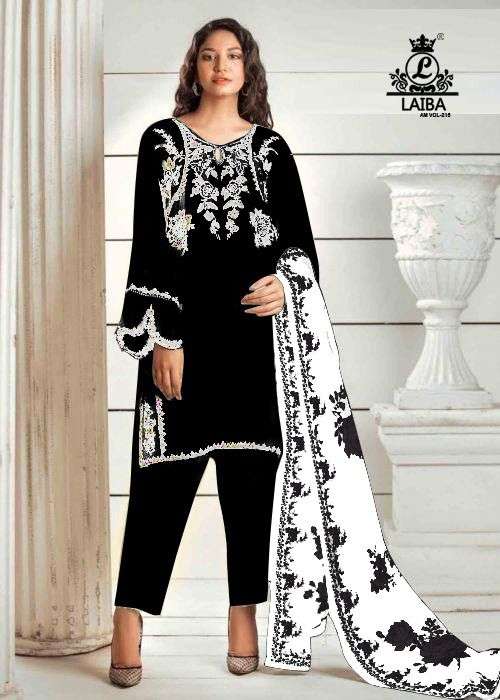 Laiba Designer Am Vol 215 Pure Georgette Embroidery Pakistani Suits