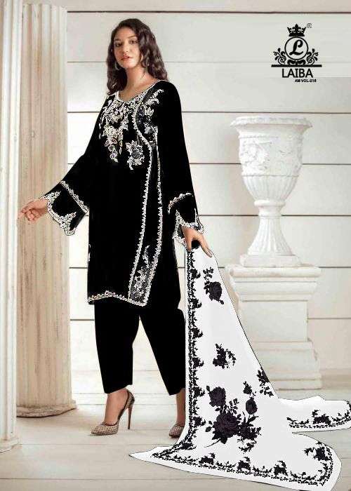 Laiba Designer Am Vol 215 Pure Georgette Embroidery Pakistani Suits