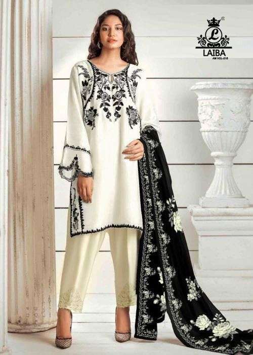 Laiba Designer Am Vol 215 Pure Georgette Embroidery Pakistani Suits