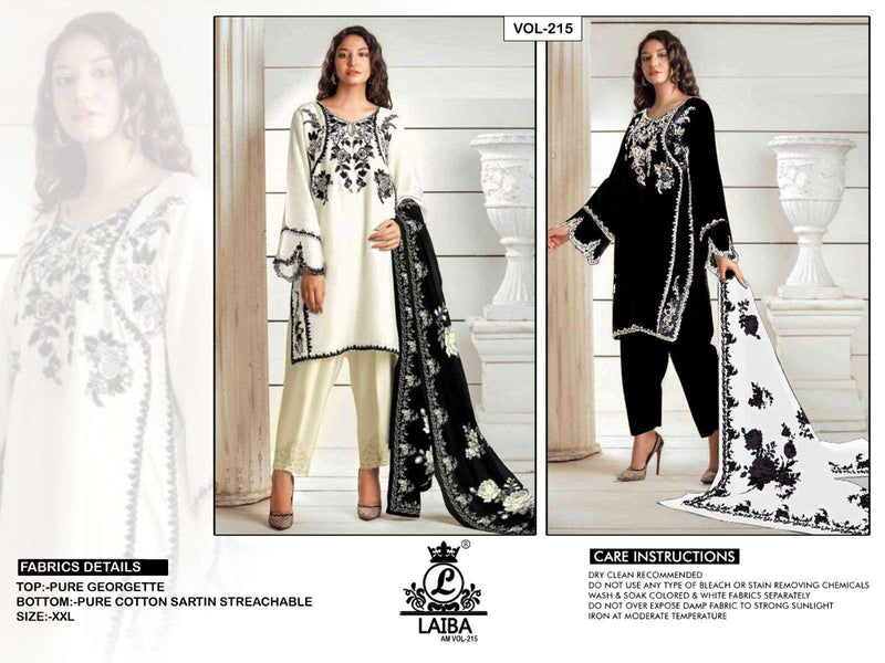 Laiba Designer Am Vol 215 Pure Georgette Embroidery Pakistani Suits