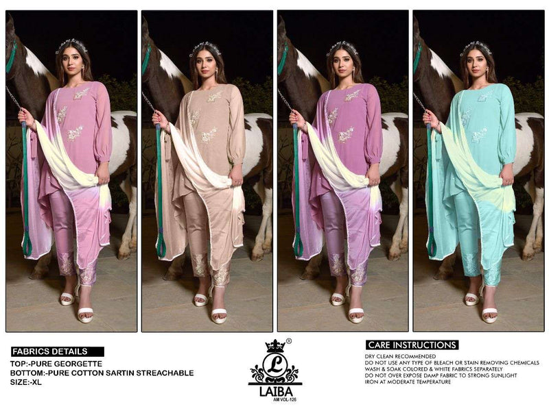 Laiba Designer Am Vol 126 Light Colours Pure Georgette Pret Collection