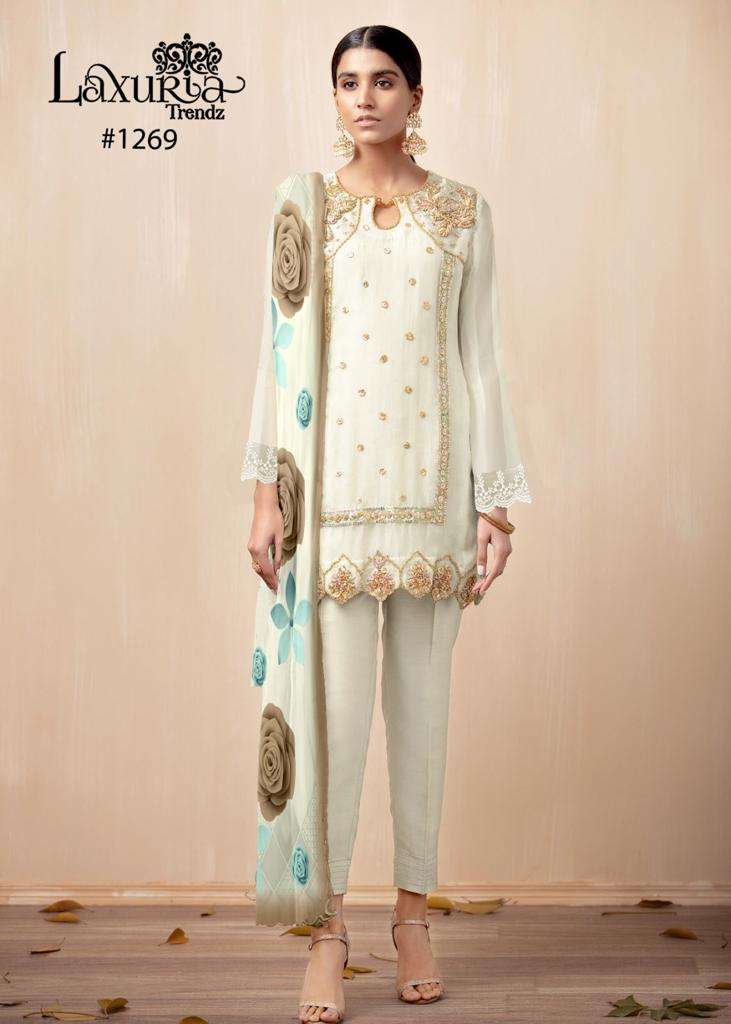 Laxuria 1269 Single Designer Pakistani Kurti With Pant And Dupatta Pret collection