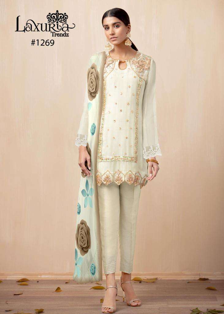 Laxuria 1269 Single Designer Pakistani Kurti With Pant And Dupatta Pret collection