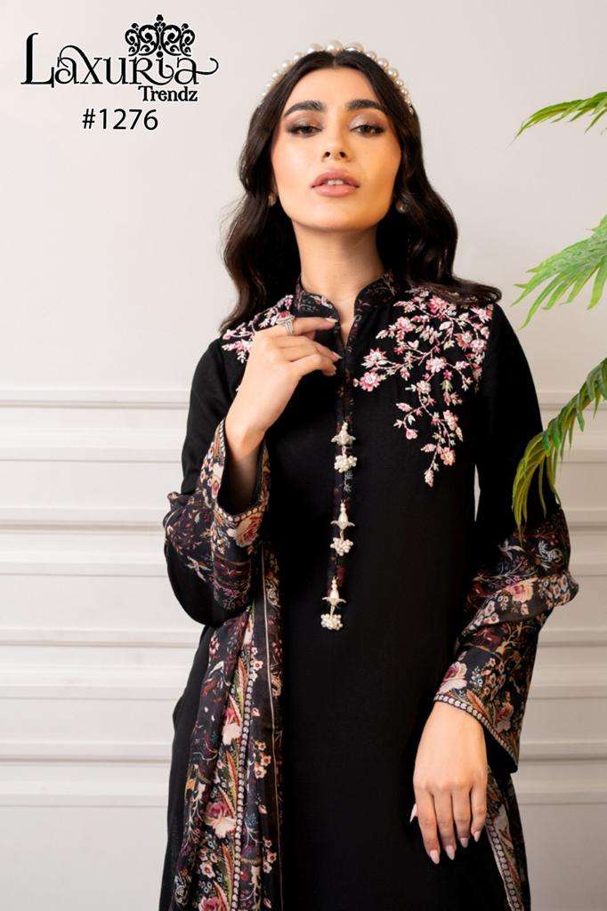 Laxuria 1276 Designer Black Colour Floral Decorated Pakistani Pret collection