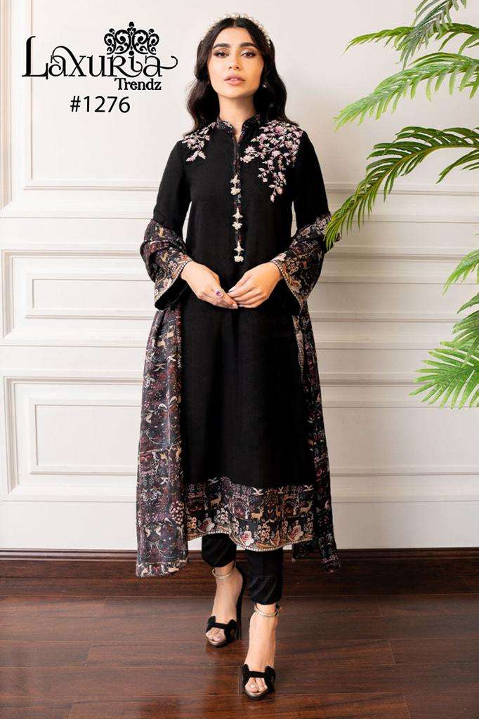 Laxuria 1276 Designer Black Colour Floral Decorated Pakistani Pret collection