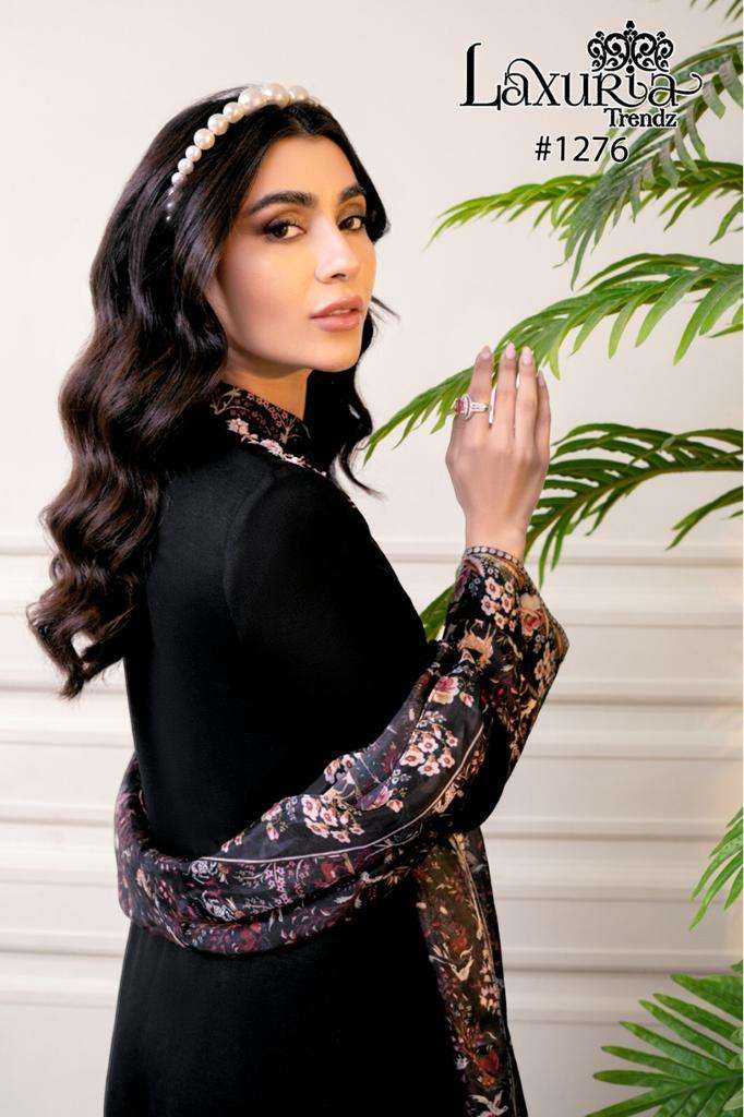 Laxuria 1276 Designer Black Colour Floral Decorated Pakistani Pret collection