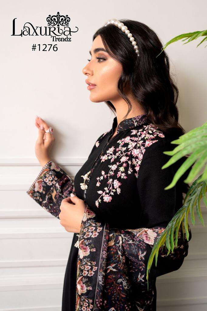 Laxuria 1276 Designer Black Colour Floral Decorated Pakistani Pret collection