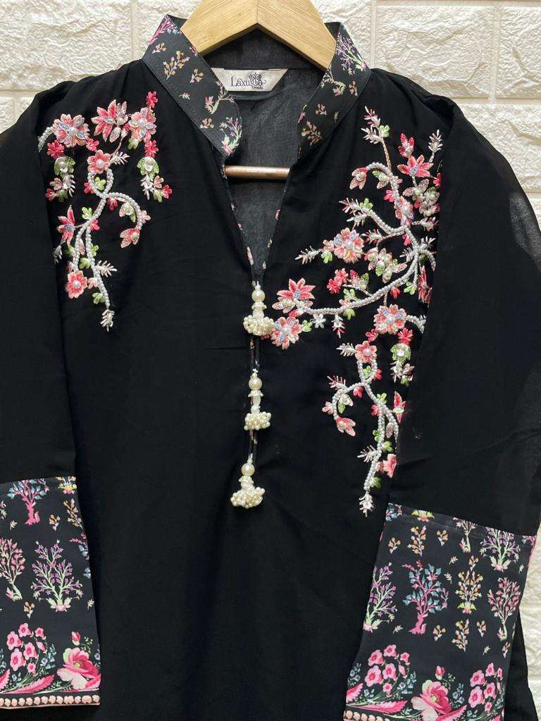 Laxuria 1276 Designer Black Colour Floral Decorated Pakistani Pret collection