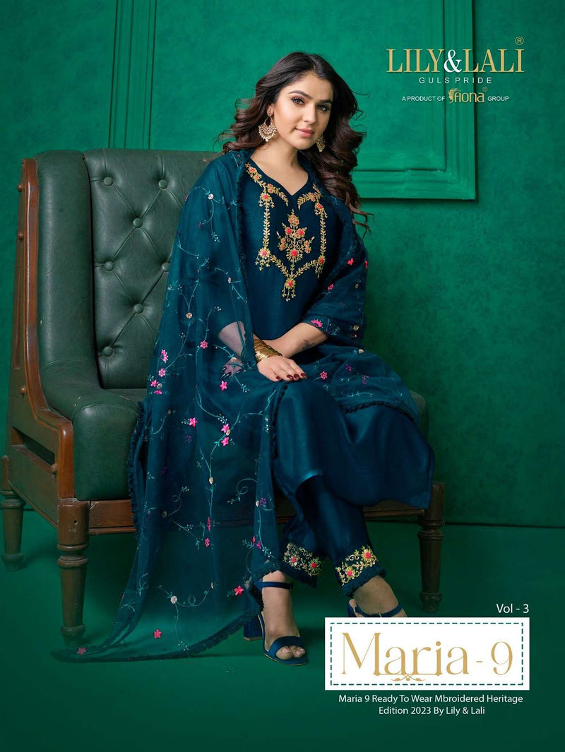 Lali And Lali Maria 9 Vol 3 Silk Embroidery Work Fancy Salwar Kameez Collection