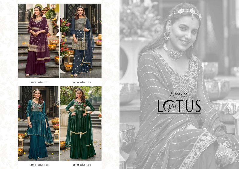 Lotus By Amyra Georgette Readymade Top With Plazzo & Dupatta