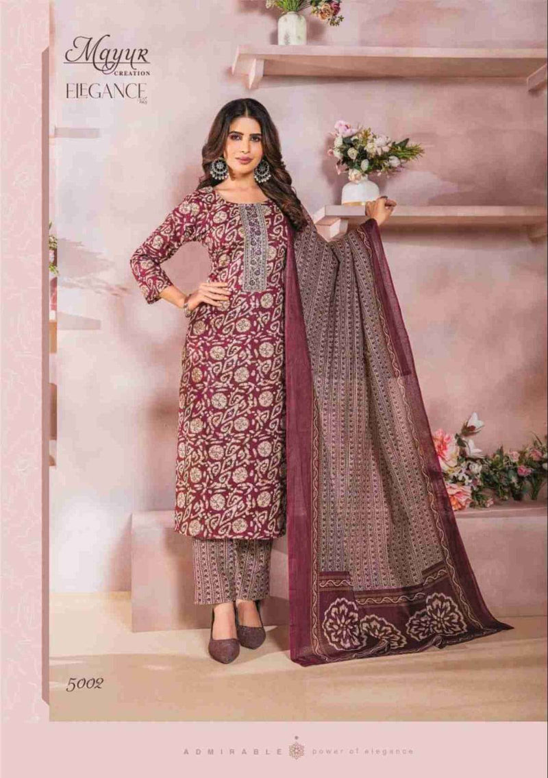 Mayur Creation Elegance Vol 5  Pure Cotton Print Neck Embroidery Kurti Combo Set