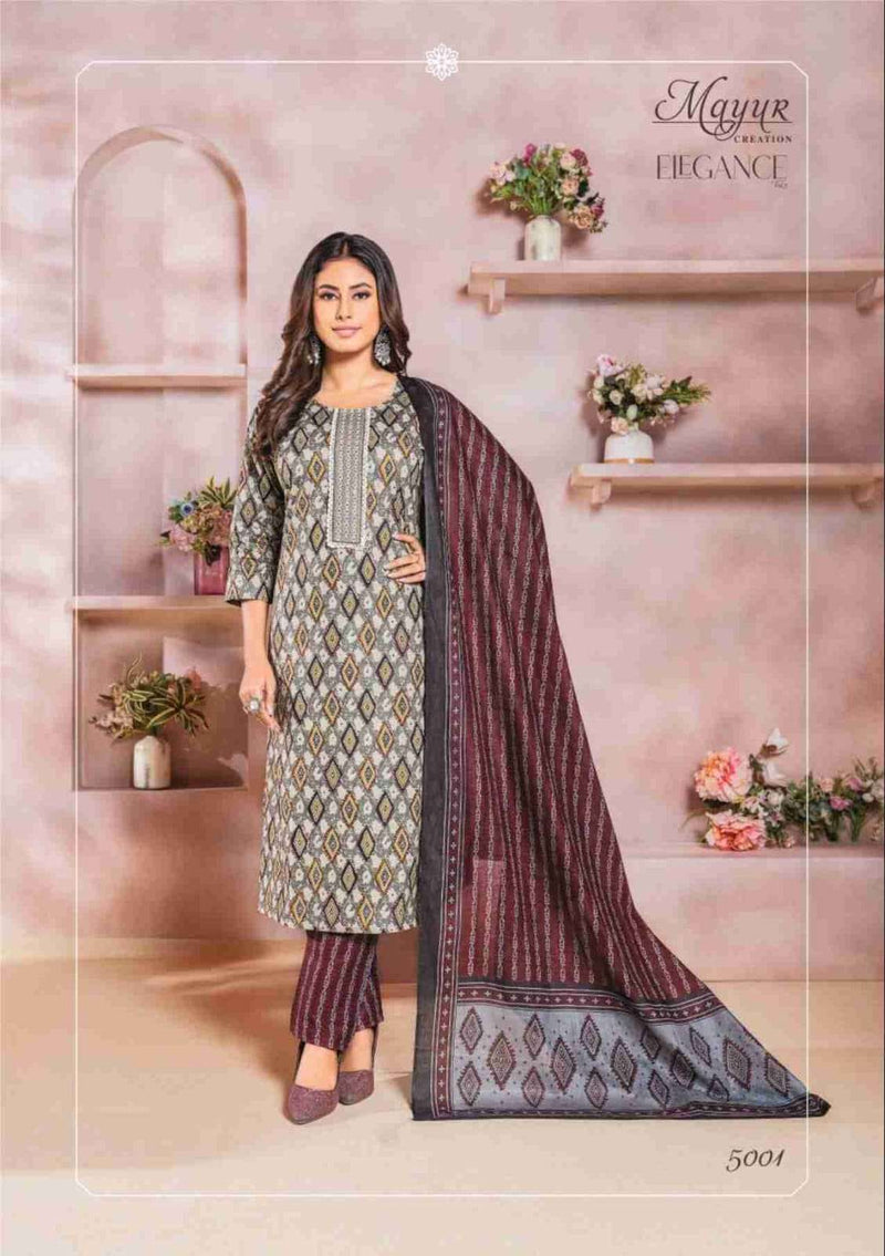 Mayur Creation Elegance Vol 5  Pure Cotton Print Neck Embroidery Kurti Combo Set