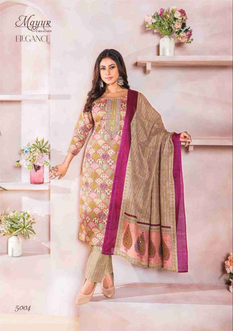 Mayur Creation Elegance Vol 5  Pure Cotton Print Neck Embroidery Kurti Combo Set