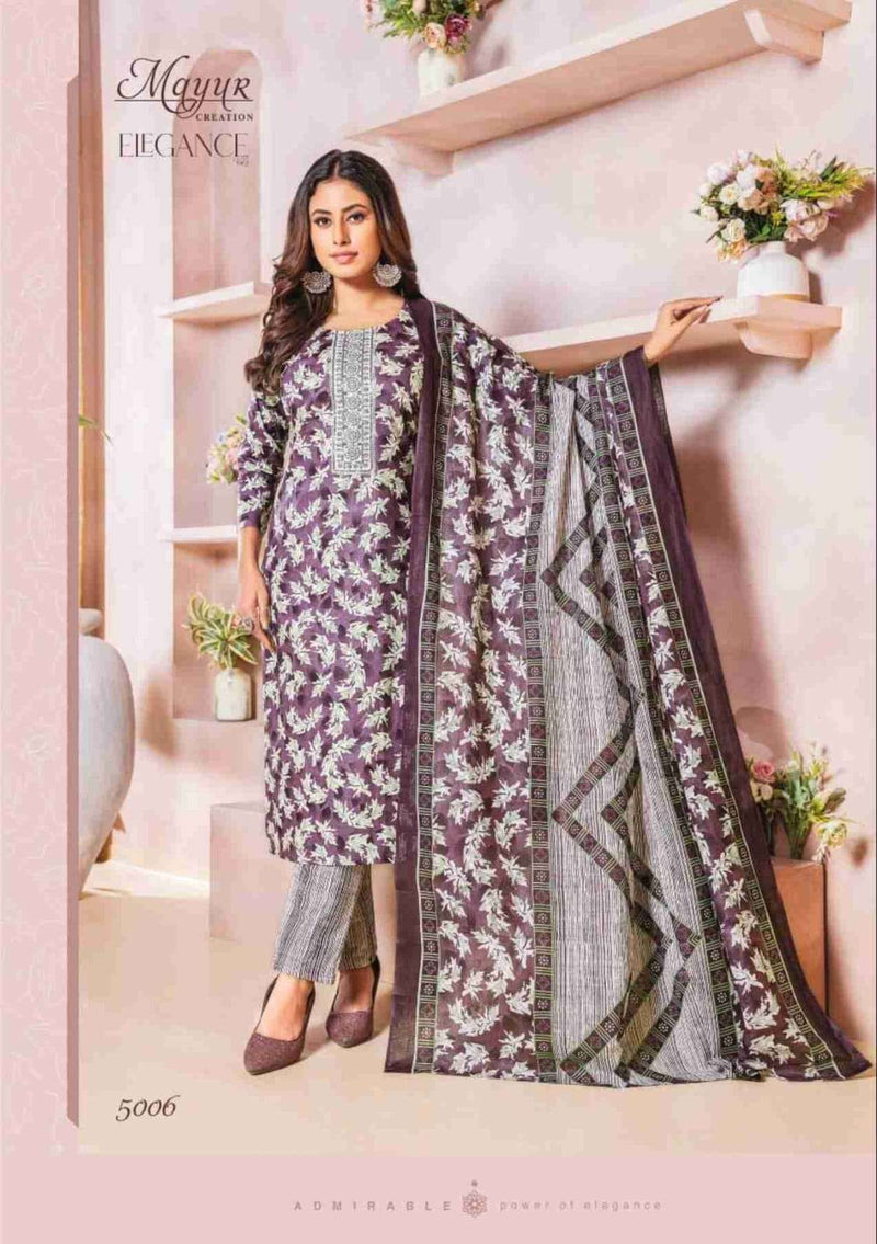 Mayur Creation Elegance Vol 5  Pure Cotton Print Neck Embroidery Kurti Combo Set