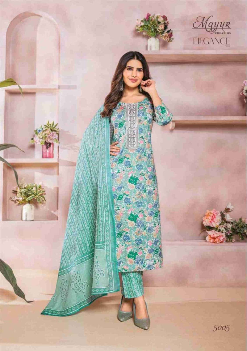 Mayur Creation Elegance Vol 5  Pure Cotton Print Neck Embroidery Kurti Combo Set