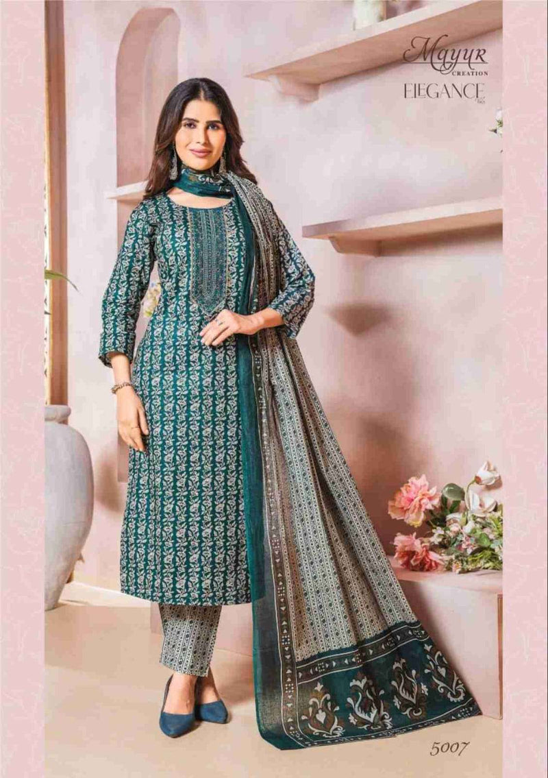 Mayur Creation Elegance Vol 5  Pure Cotton Print Neck Embroidery Kurti Combo Set