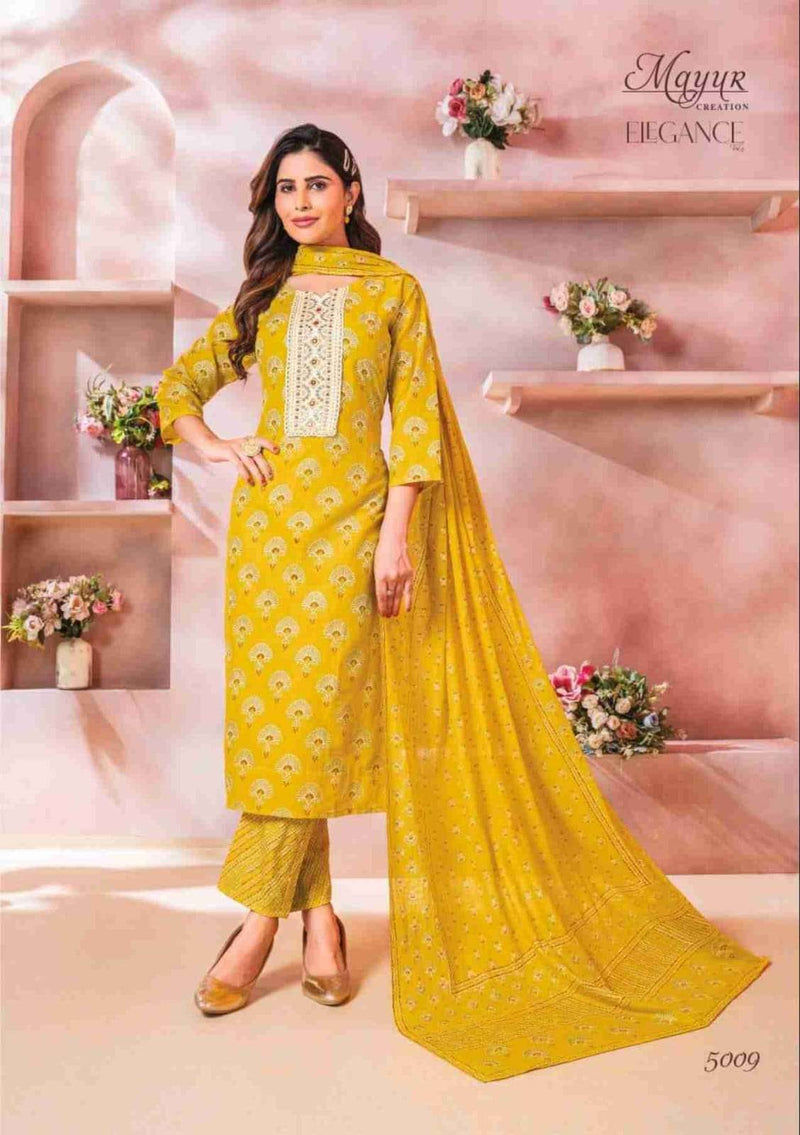 Mayur Creation Elegance Vol 5  Pure Cotton Print Neck Embroidery Kurti Combo Set