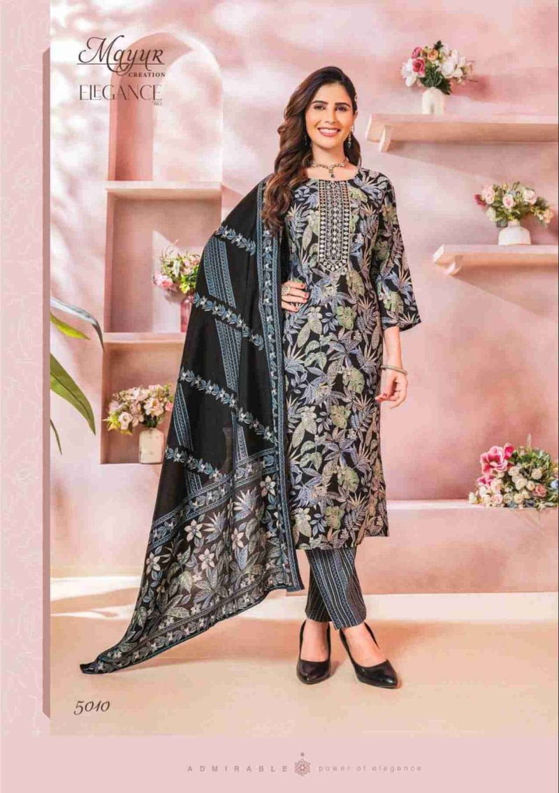 Mayur Creation Elegance Vol 5  Pure Cotton Print Neck Embroidery Kurti Combo Set