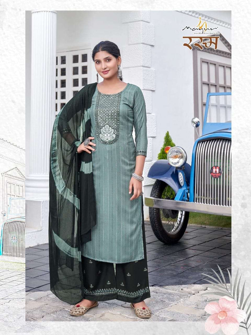 Mayur Fashion Present Rasam Fancy 3 Pcs Set Amazing Work Readymade Plazzo Style Salwar Kameez