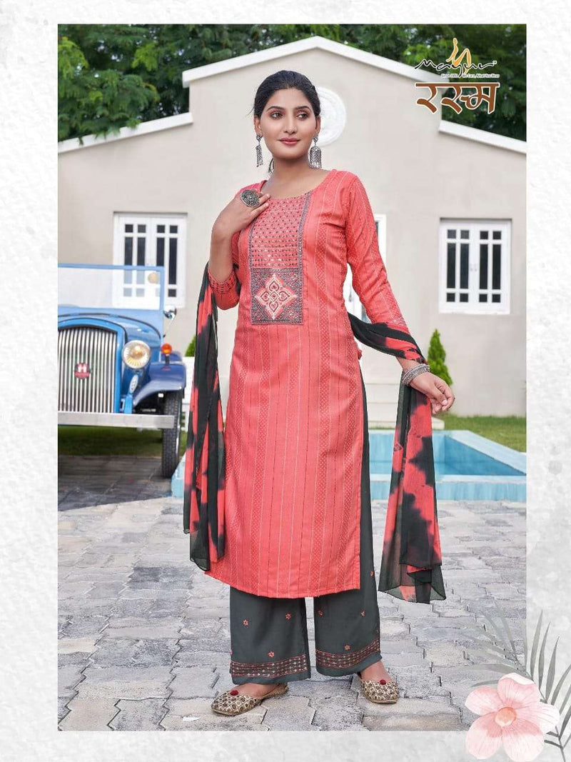 Mayur Fashion Present Rasam Fancy 3 Pcs Set Amazing Work Readymade Plazzo Style Salwar Kameez