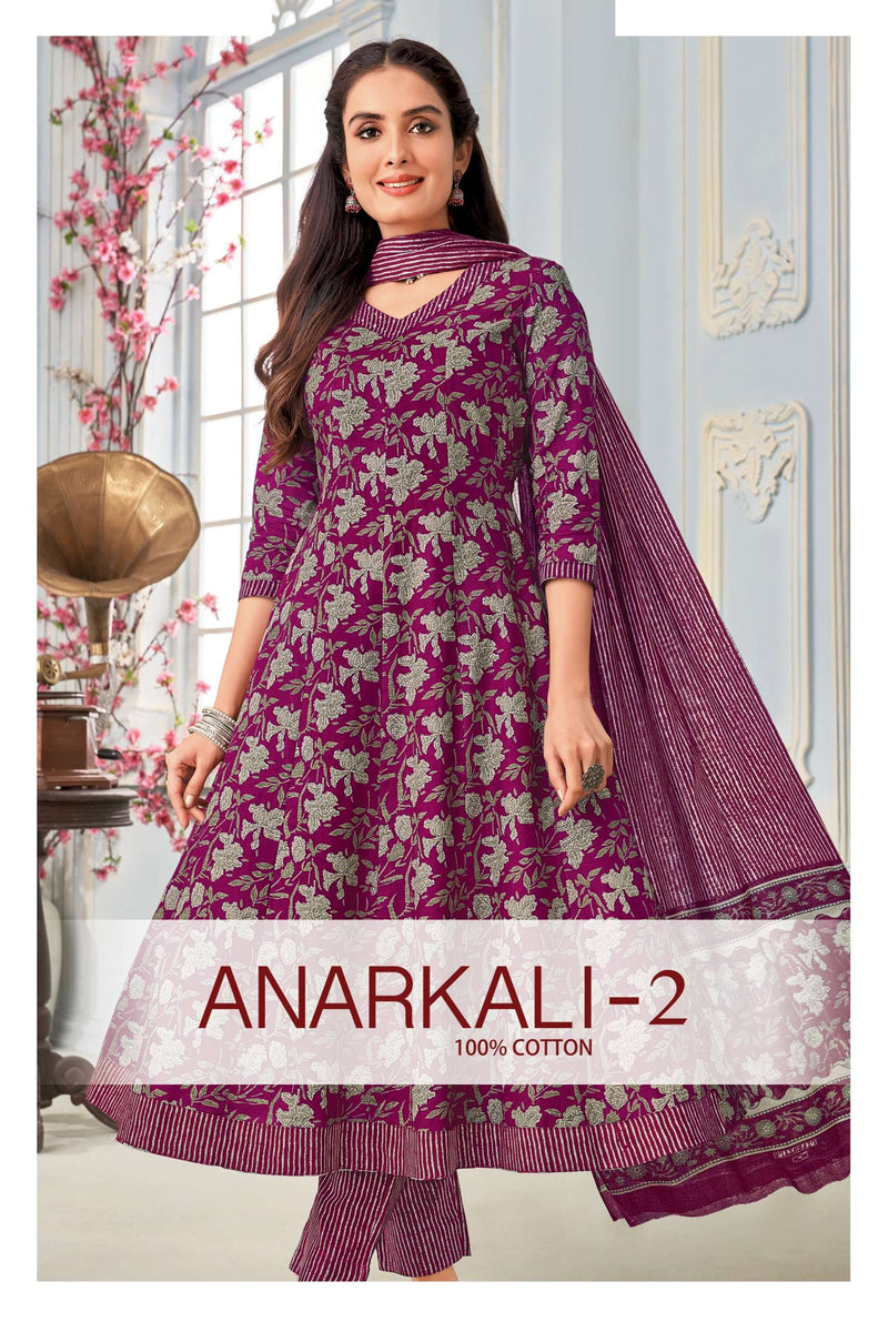Mcm Lifestyle Anarkali Vol 2 Cotton Handwork Casual Wear Kurti Set