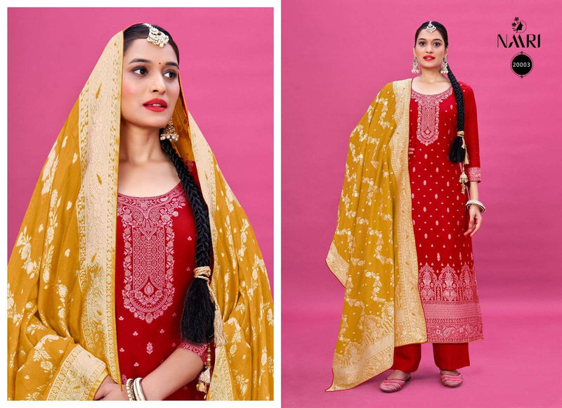 Naari Present Afroz Viscose Muslin Jacquard Festive Wear Salwar Kameez