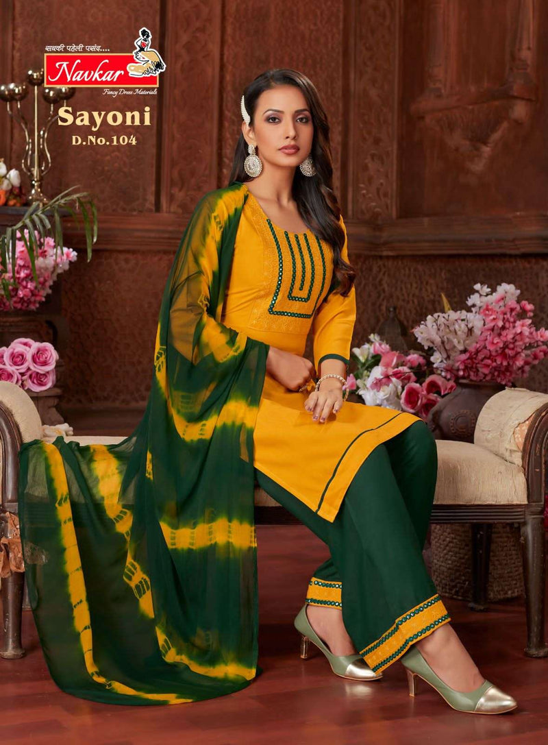 Navkar Present Sayoni 3pcs Set Fabulous Neck Work Kurti With Plazzo And Dupatta